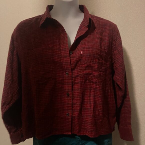 LEVI'S UTILITY PLAID CROPPED SHIRT - Picture 1 of 4